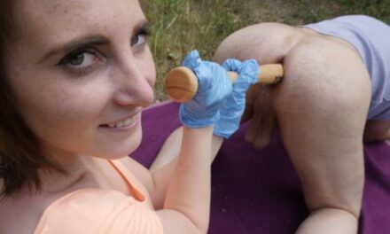 Outdoor Femdom Pegging with Baseball Bat