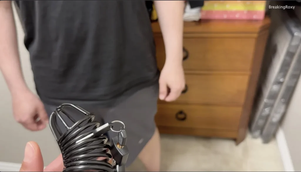 dominating Stepbro and locking him in Chastity