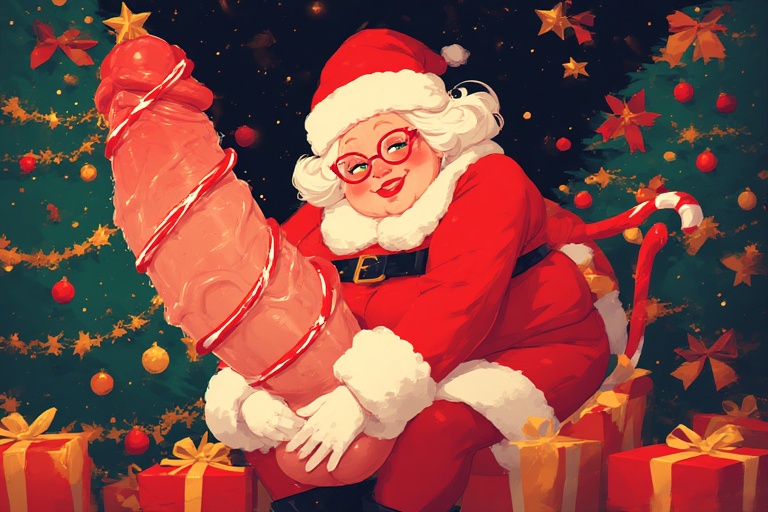 Mrs. Claus and the Giant Candycane Strap